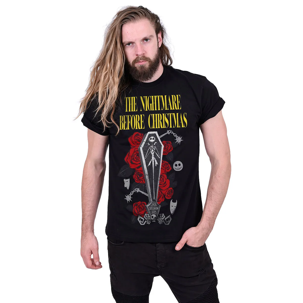 NIGHTMARE BEFORE CHRISTMAS - JACK COFFIN - Front Print T-Shirt Black sold by Spiral Direct product image thumbnail 2