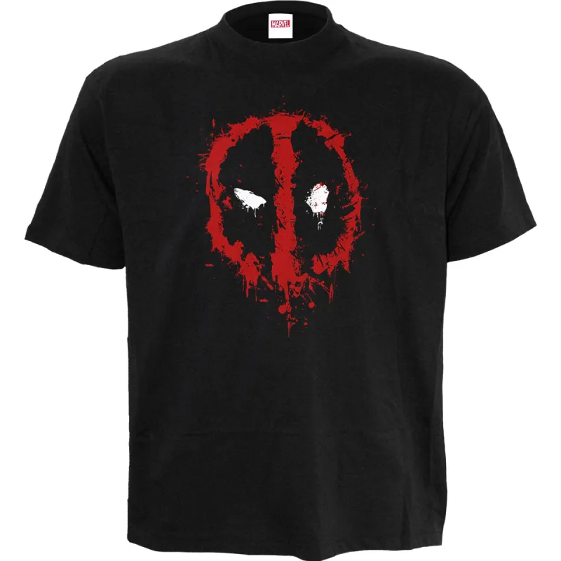 MARVEL DEADPOOL - SPLAT - Front Print T-Shirt Black sold by Spiral Direct