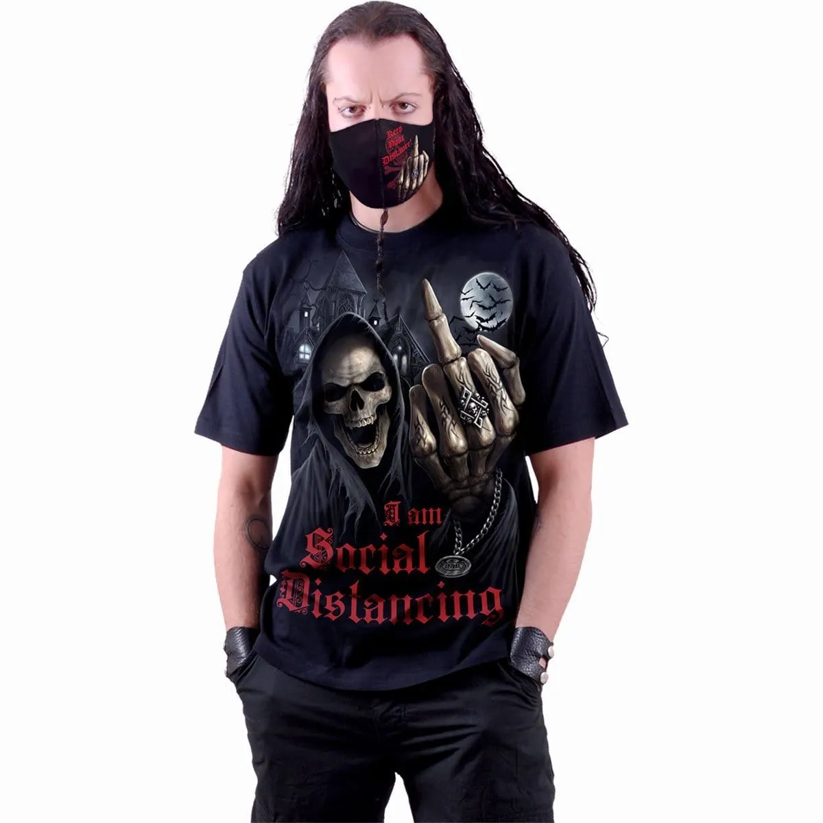 SOCIAL DISTANCE - T-Shirt Black sold by Spiral Direct product image thumbnail 3