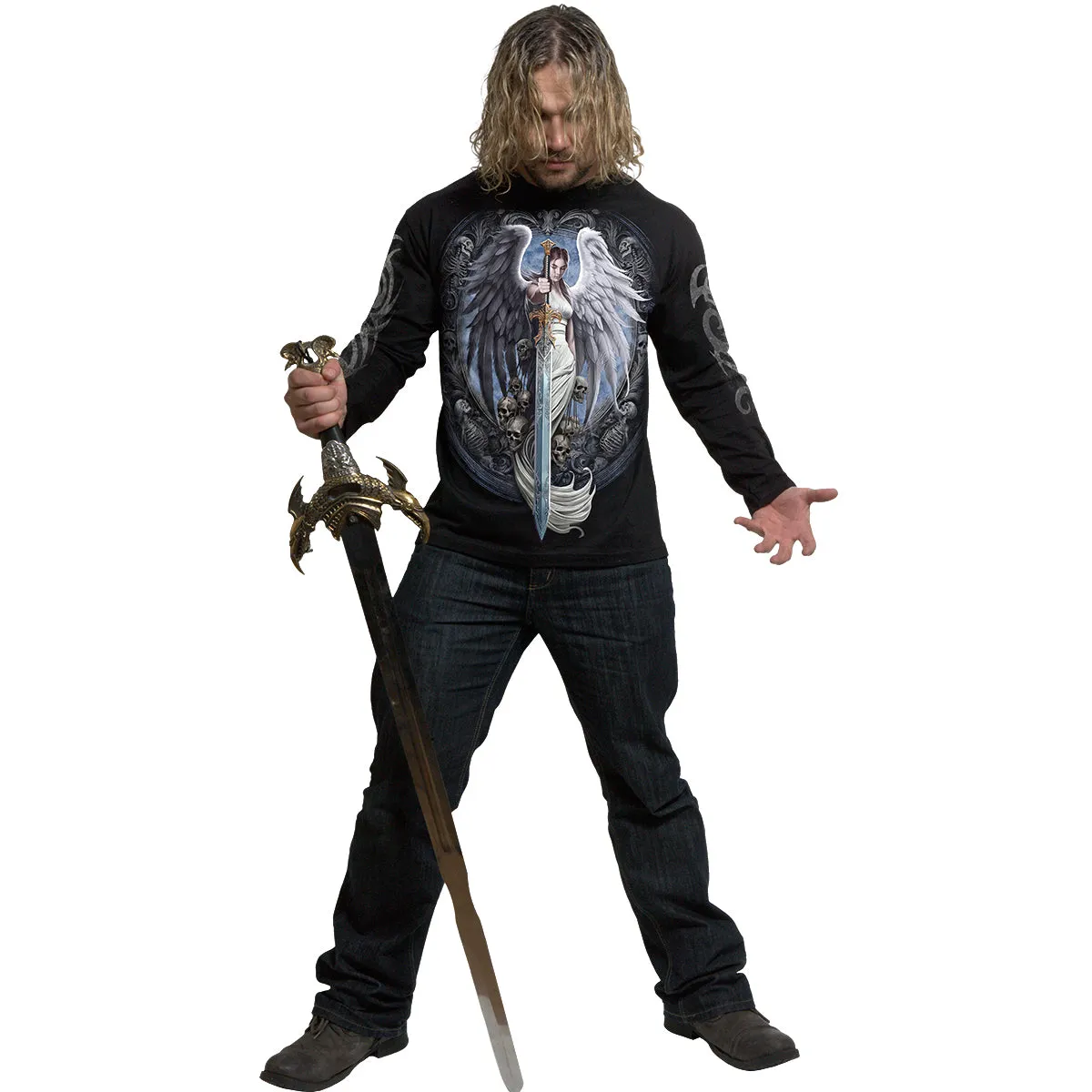 ANGEL SWORD - Longsleeve T-Shirt Black sold by Spiral Direct product image thumbnail 3