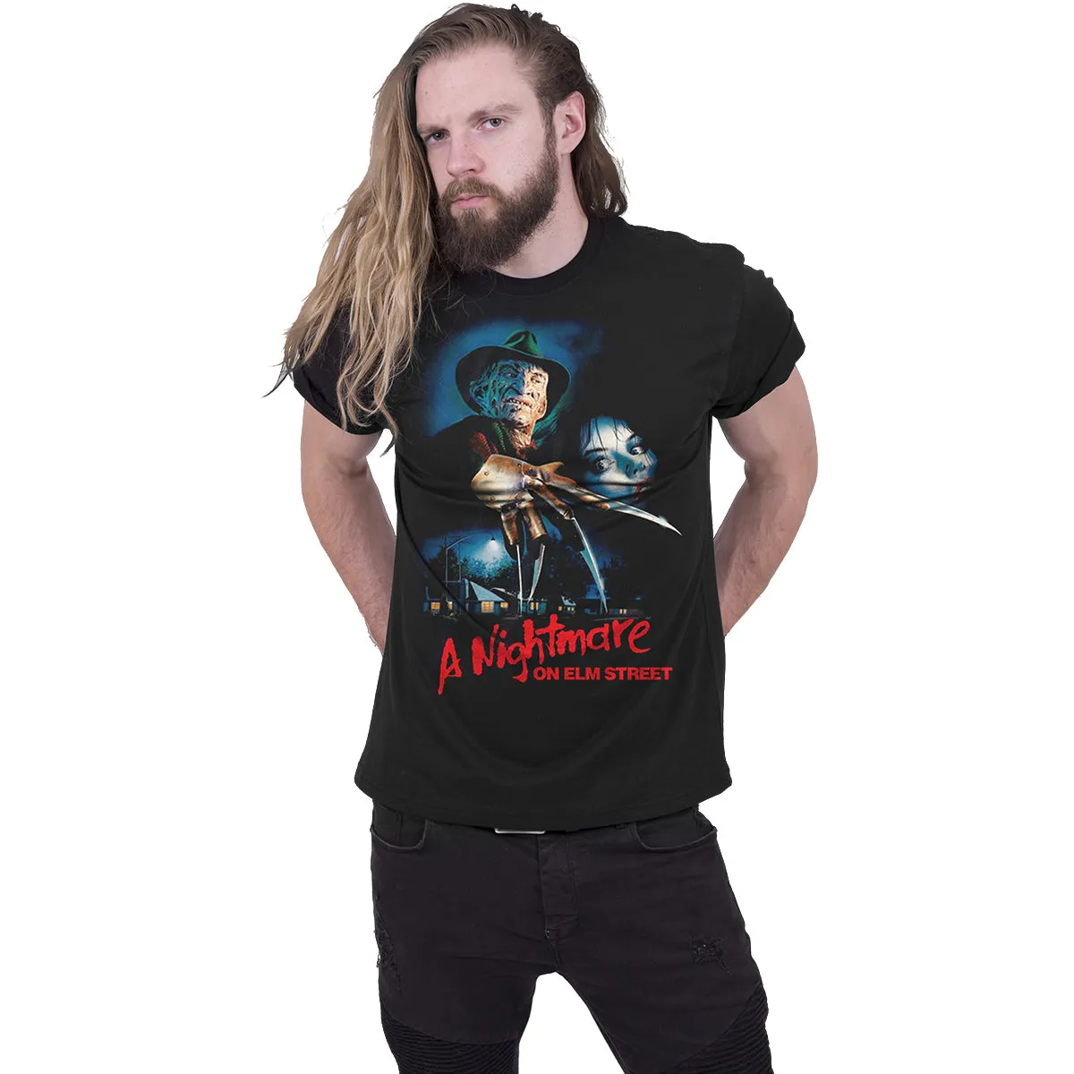 A NIGHTMARE ON ELM STREET - LOGO POSTER - Front Print T-Shirt Black sold by Spiral Direct product image thumbnail 2
