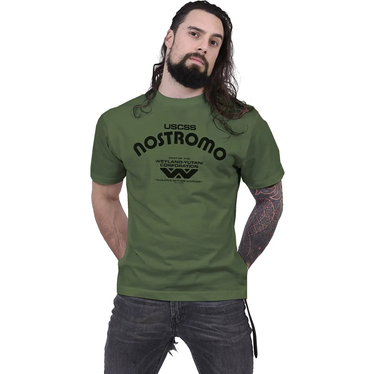 ALIEN - RETRO NOSTROMO - T-Shirt Olive sold by Spiral Direct product image thumbnail 2