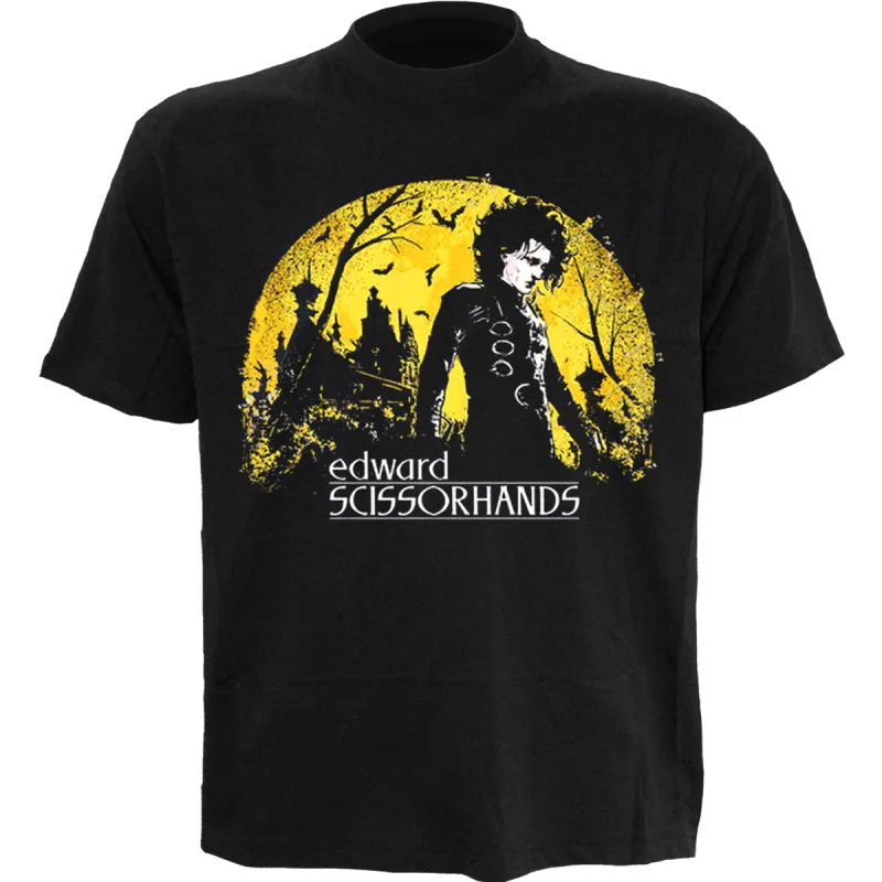 E SCISSORHANDS - MOONLIGHT - Front Print T-Shirt Black sold by Spiral Direct