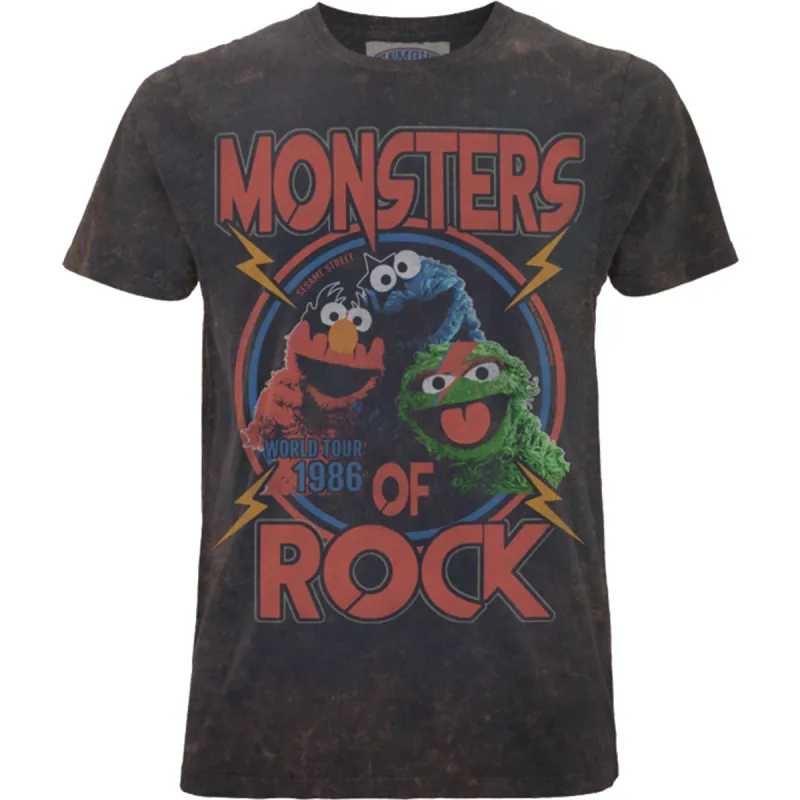SESAME STREET - MONSTERS OF ROCK - Acid Wash T-Shirt sold by Spiral Direct