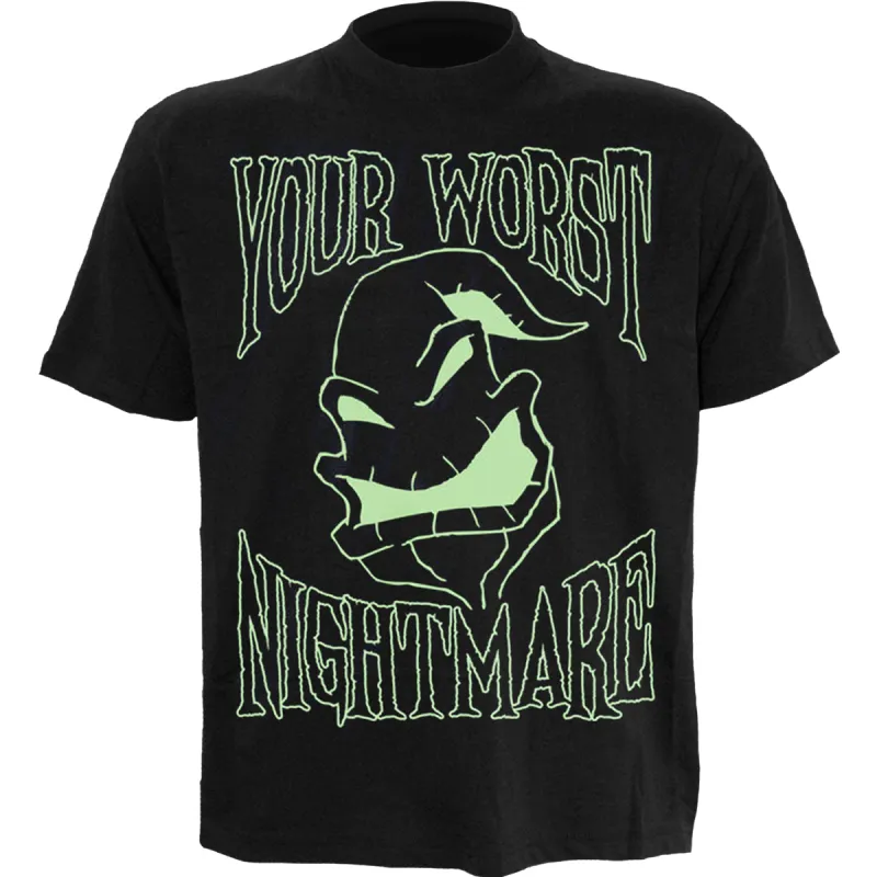 NIGHTMARE BEFORE CHRISTMAS - OOGIE BOOGIE GLOW IN THE DARK INK - Front Print T-Shirt Black sold by Spiral Direct