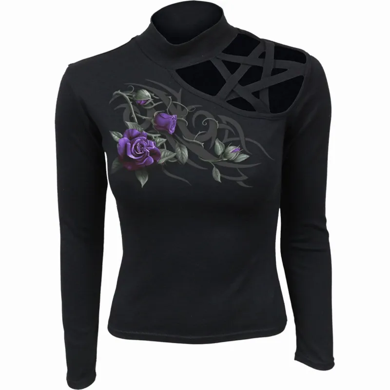TRIBAL ROSE - Pentagram Shoulder Longsleeve Top sold by Spiral Direct