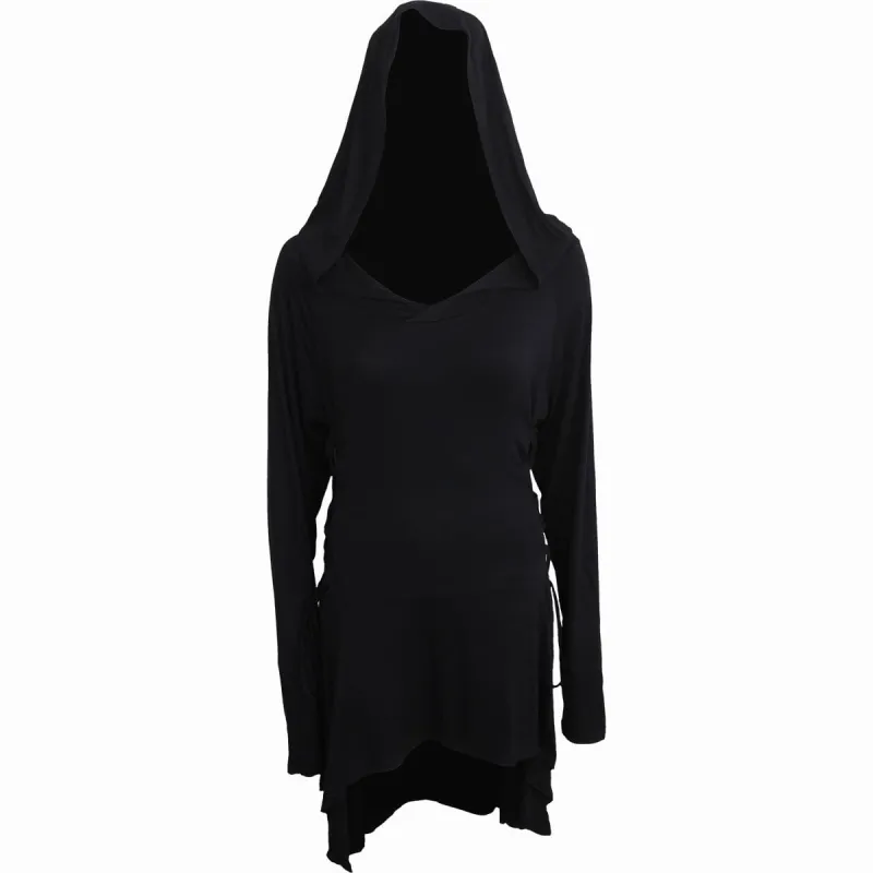 GOTHIC ELEGANCE - Black Widow Gothic Hooded Dress made by Spiral Direct