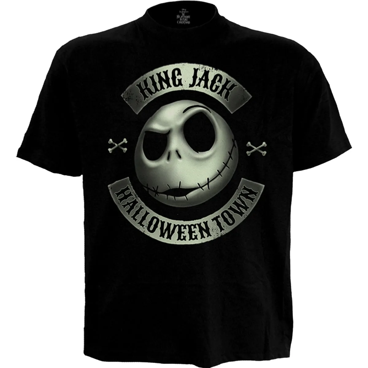 NIGHTMARE BEFORE XMAS -JACK CREST (GLOW) - Front Print T-Shirt Black sold by Spiral Direct product image thumbnail 2