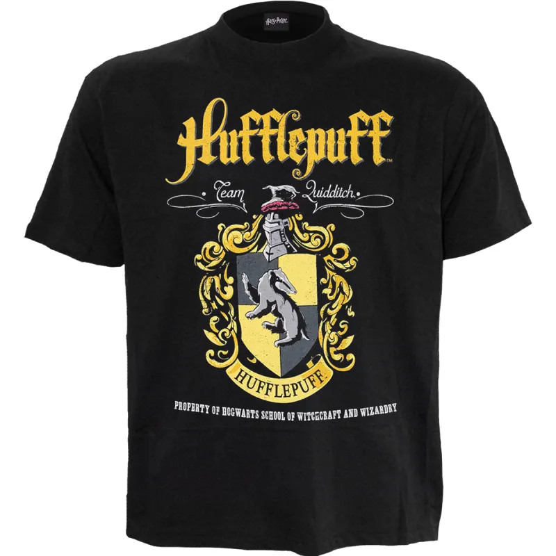 HARRY POTTER - HUFFLEPUFF CREST - Front Print T-Shirt Black sold by Spiral Direct