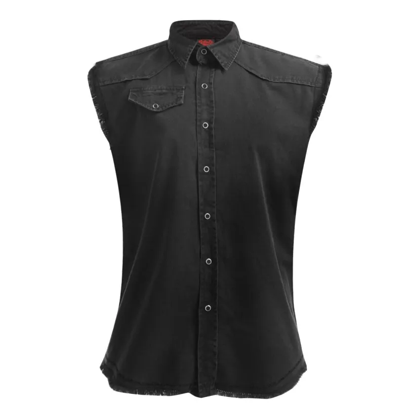 URBAN FASHION - Sleeveless Worker Shirt Black made by Spiral Direct