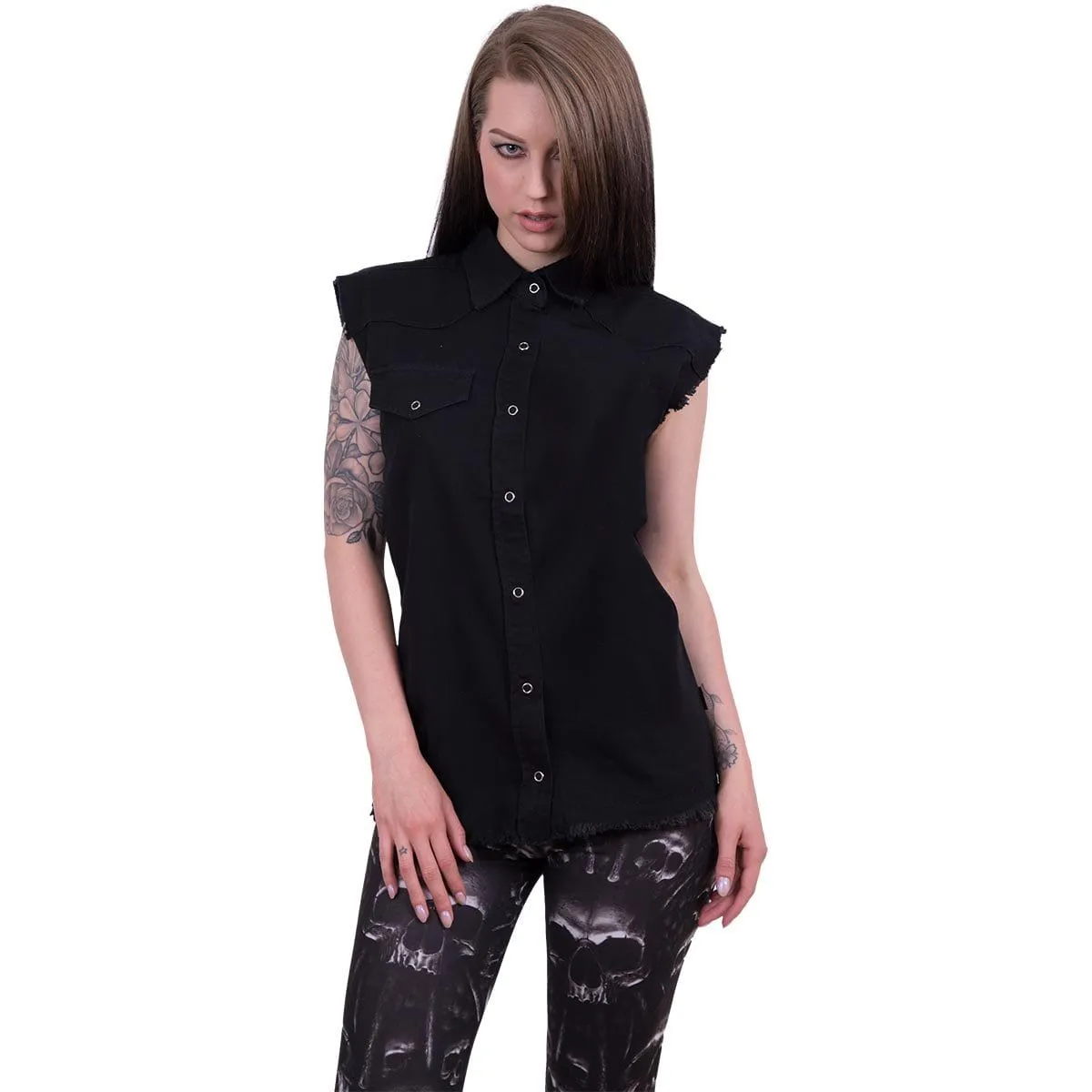 URBAN FASHION - Sleeveless Worker Shirt Black sold by Spiral Direct product image thumbnail 3