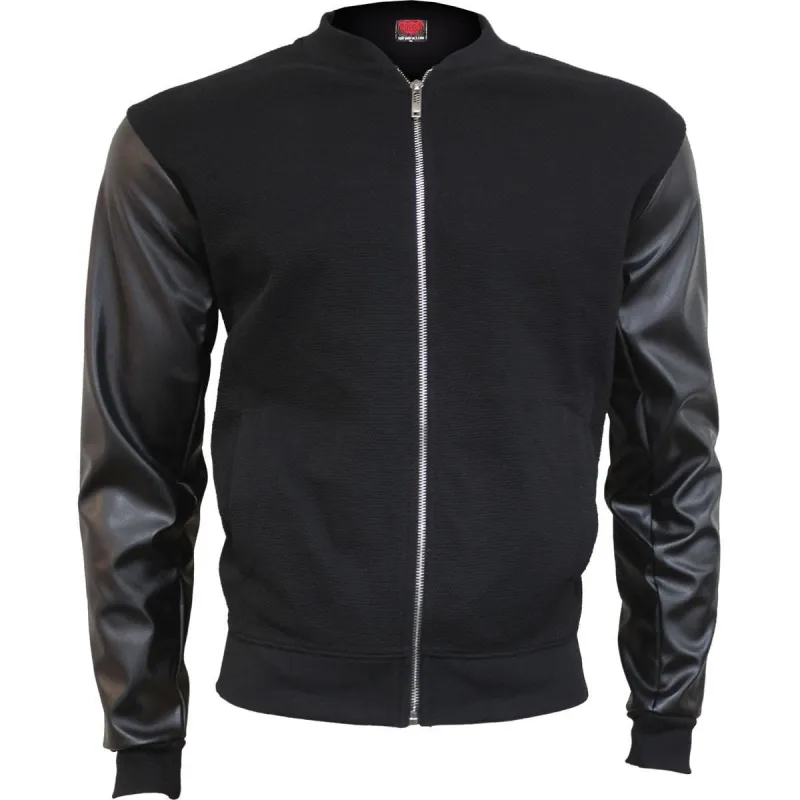 URBAN FASHION - Bomber Jacket with PU Leather Sleeves sold by Spiral Direct