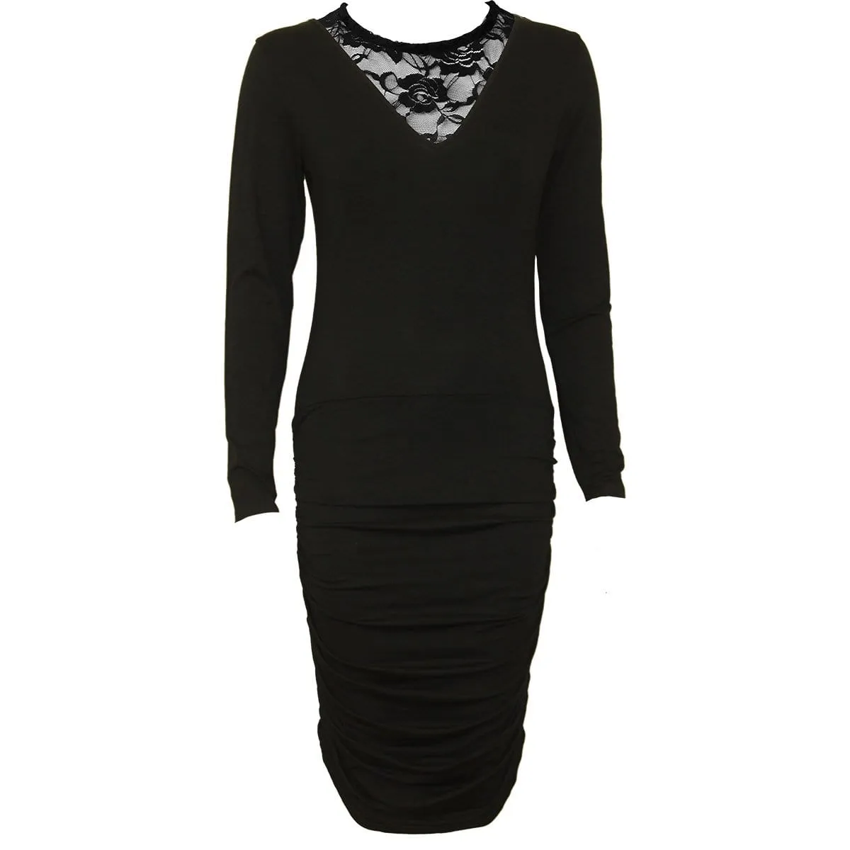 GOTHIC ELEGANCE - Lace Back Midi Gathered Dress sold by Spiral Direct