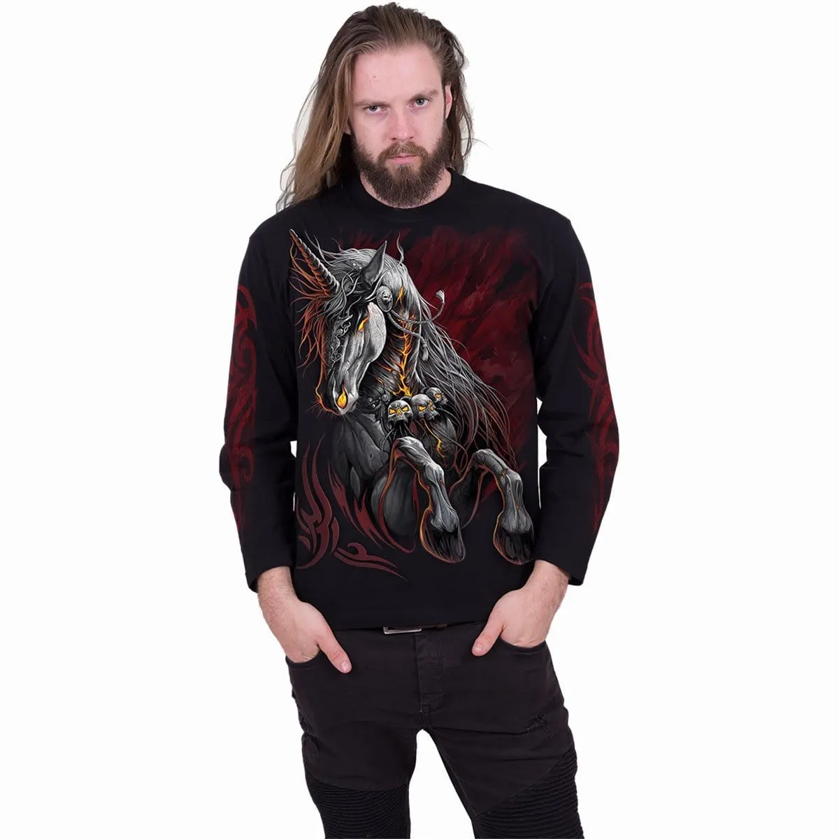 INFERNAL UNICORN - Longsleeve T-Shirt Black sold by Spiral Direct product image thumbnail 3