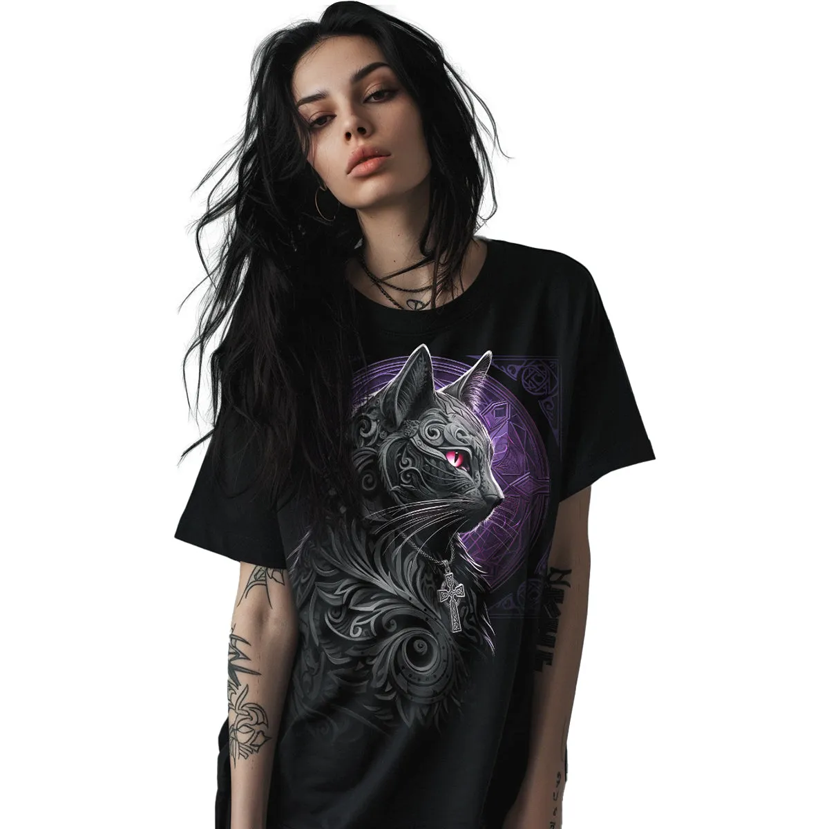 CELTIC WHISKERS - Front Print T-Shirt Black sold by Spiral Direct product image thumbnail 2