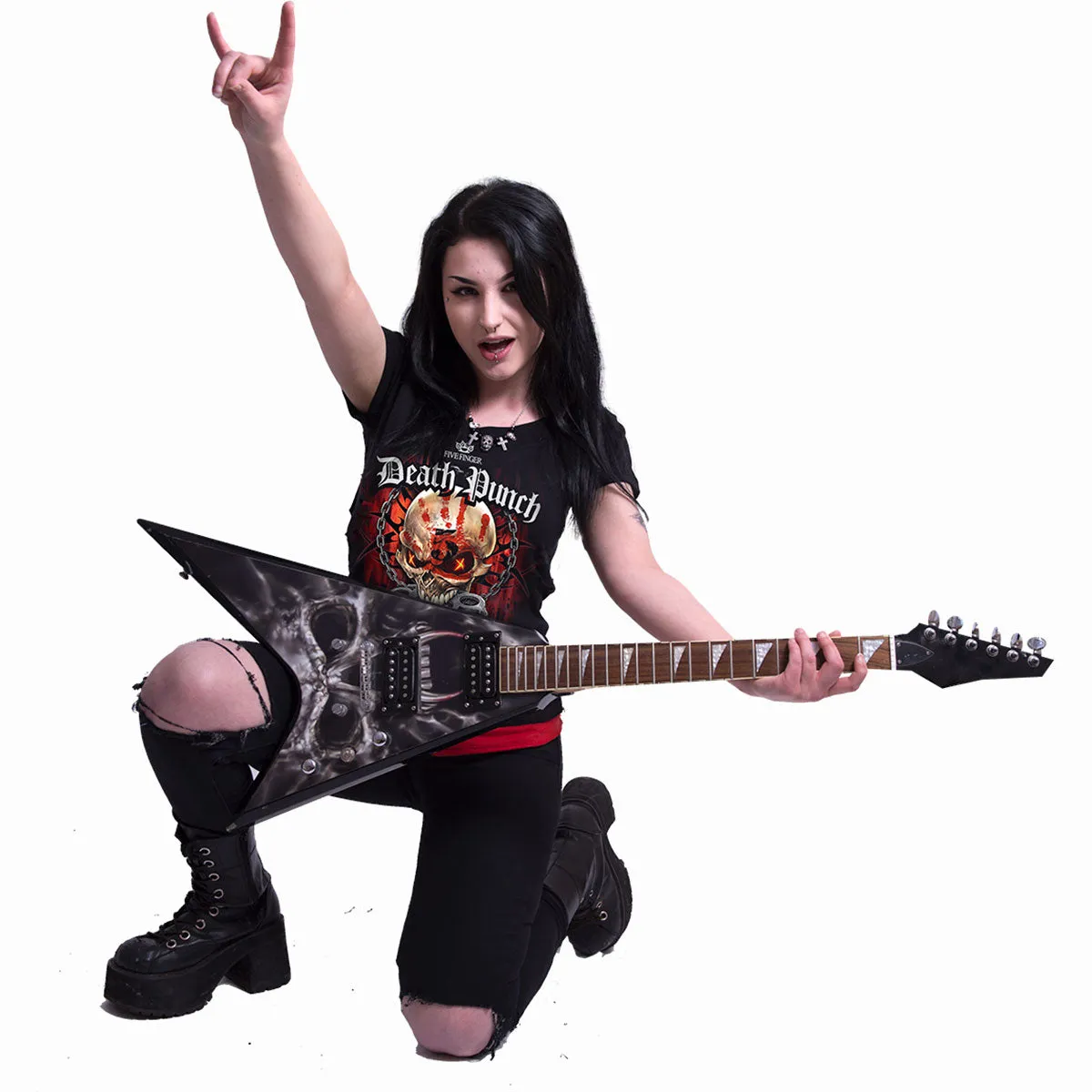 5FDP - ASSASSIN - 2in1 Red Ripped Top Black sold by Spiral Direct product image thumbnail 2