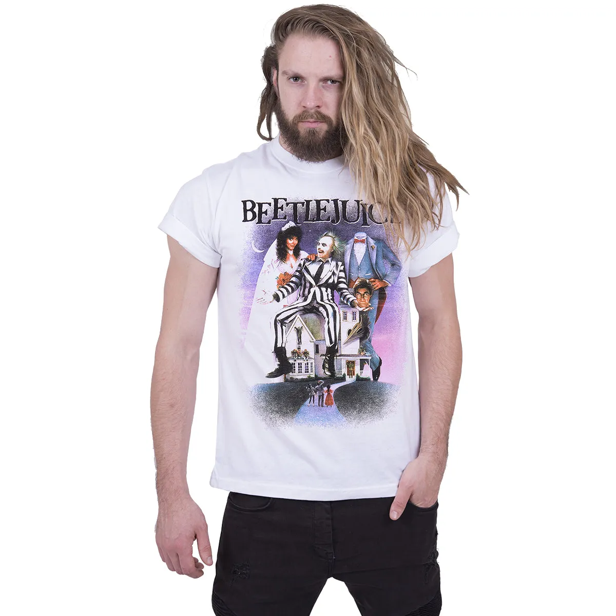 BEETLEJUICE - POSTER WHITE - Front Print T-Shirt White sold by Spiral Direct product image thumbnail 2