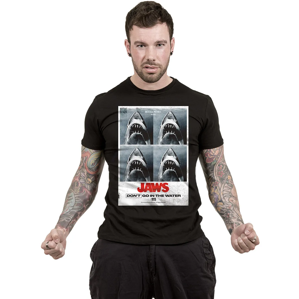 JAWS - DONT GO IN THE WATER - Front Print T-Shirt Black sold by Spiral Direct product image thumbnail 2