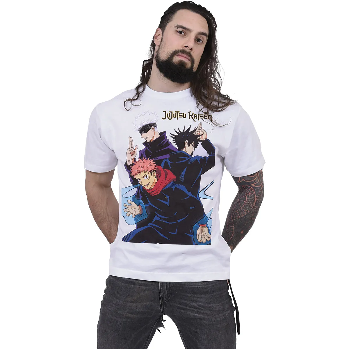 JUJUTSU KAISEN - TRIO - Front Print T-Shirt White sold by Spiral Direct product image thumbnail 2
