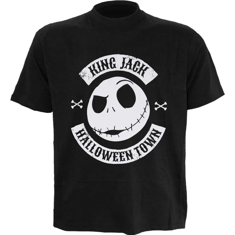NIGHTMARE BEFORE CHRISTMAS - JACK CREST - Front Print T-Shirt Black sold by Spiral Direct