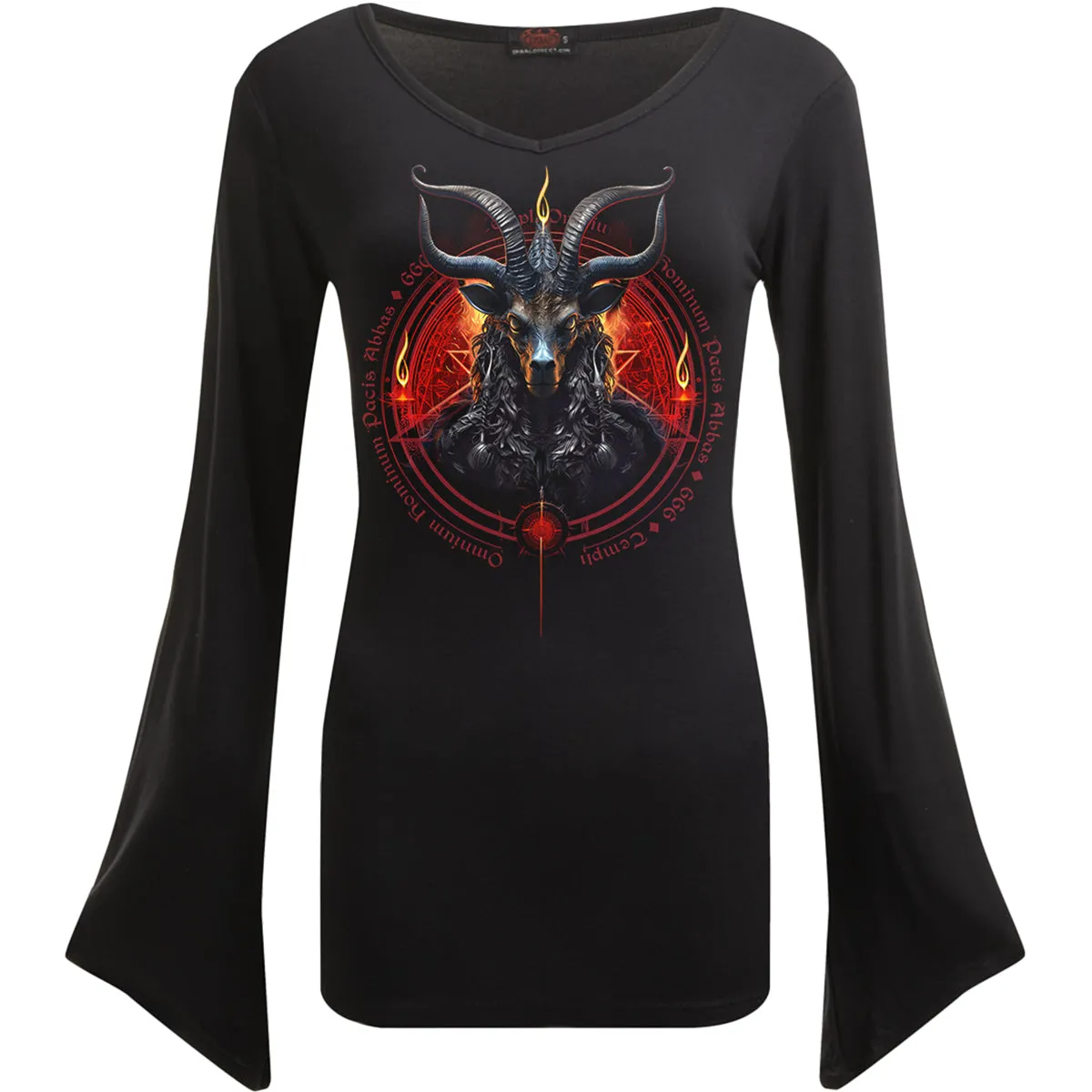 BAPHOMET - V Neck Goth Sleeve Top Black sold by Spiral Direct