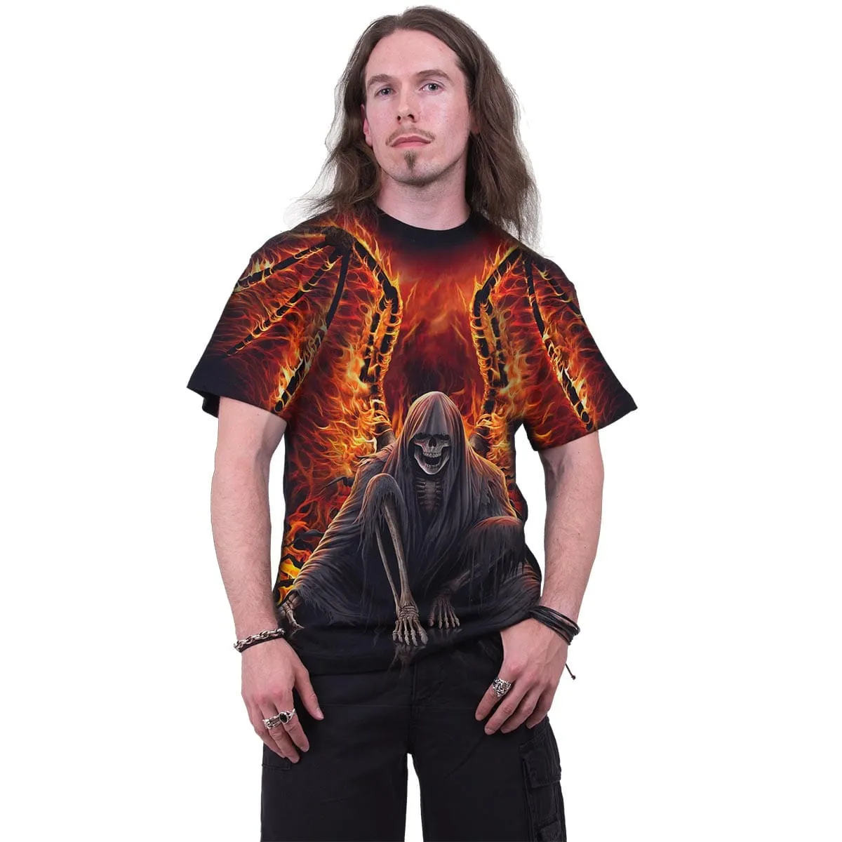 FLAMING DEATH - Allover T-Shirt Black sold by Spiral Direct product image thumbnail 3
