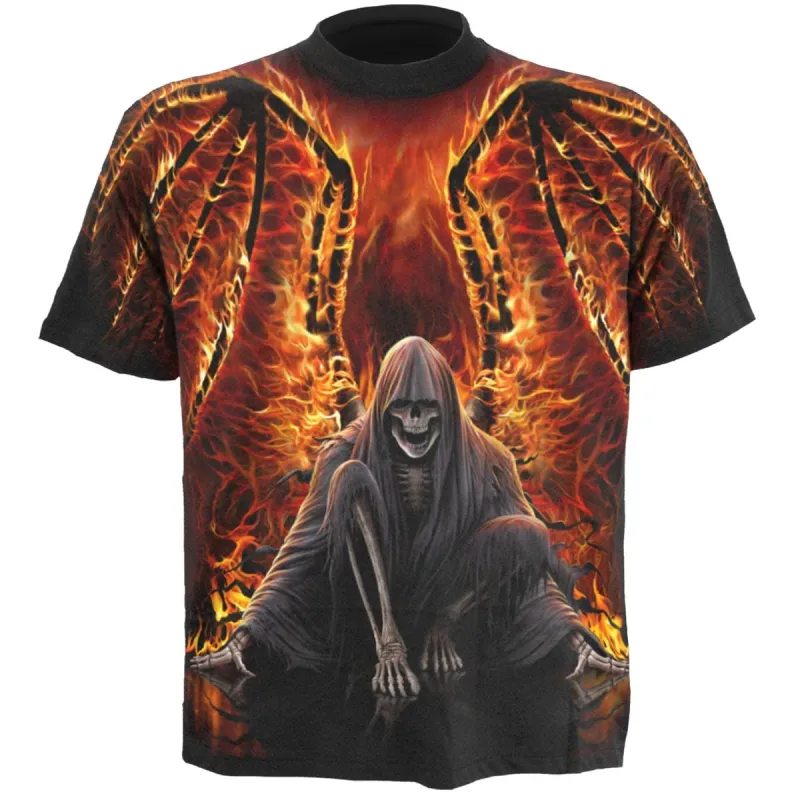 FLAMING DEATH - Allover T-Shirt Black sold by Spiral Direct
