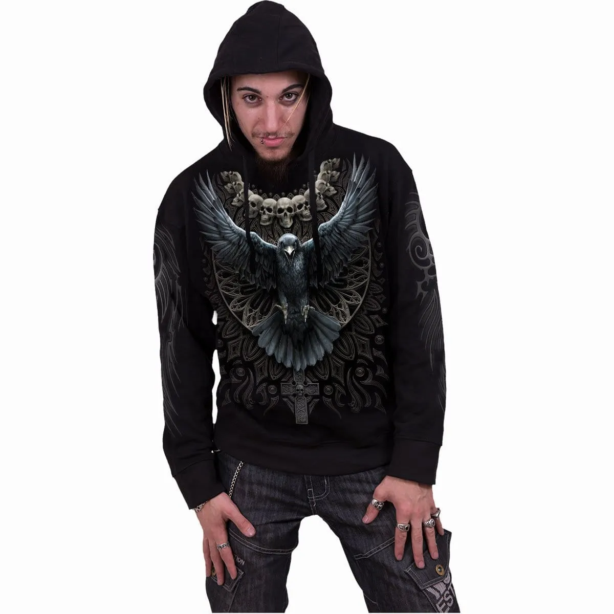 RAVEN SKULL - Hoody Black sold by Spiral Direct product image thumbnail 3