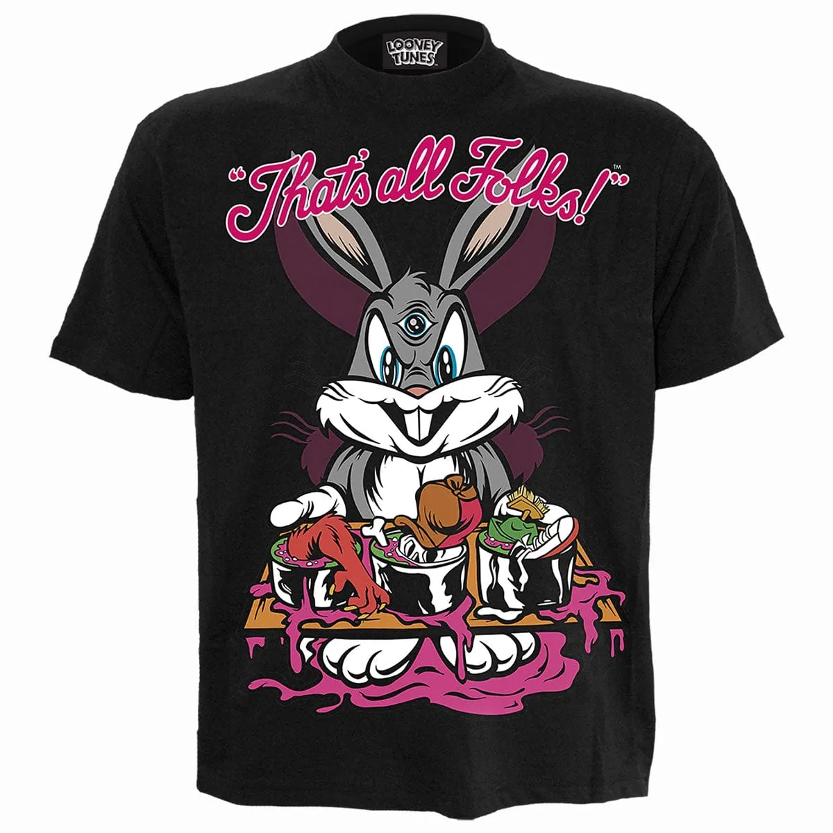 BUGS - EVIL BUNNY - Front Print T-Shirt Black sold by Spiral Direct