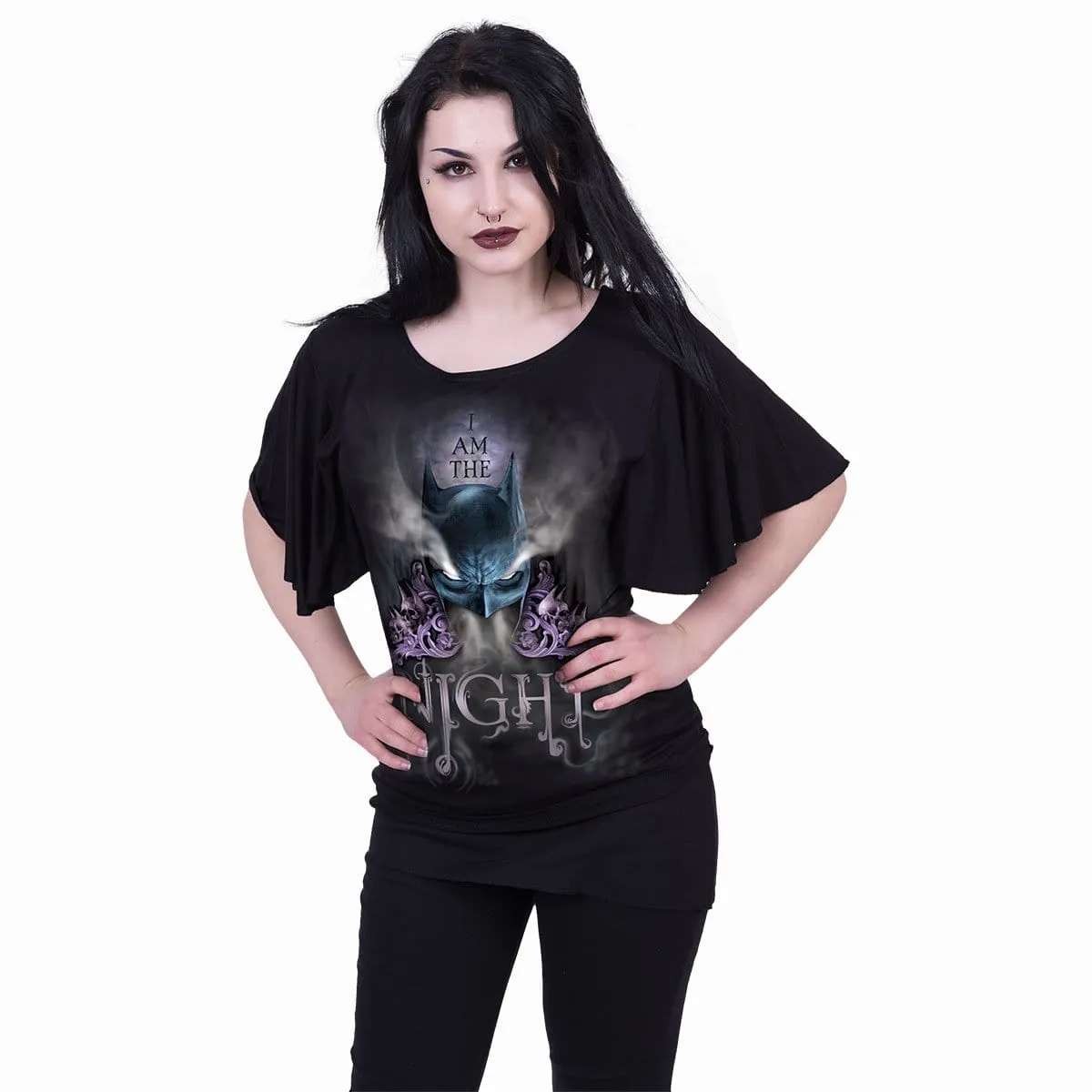 BATMAN - I AM THE NIGHT - Boat Neck Bat Sleeve Top Black sold by Spiral Direct product image thumbnail 2