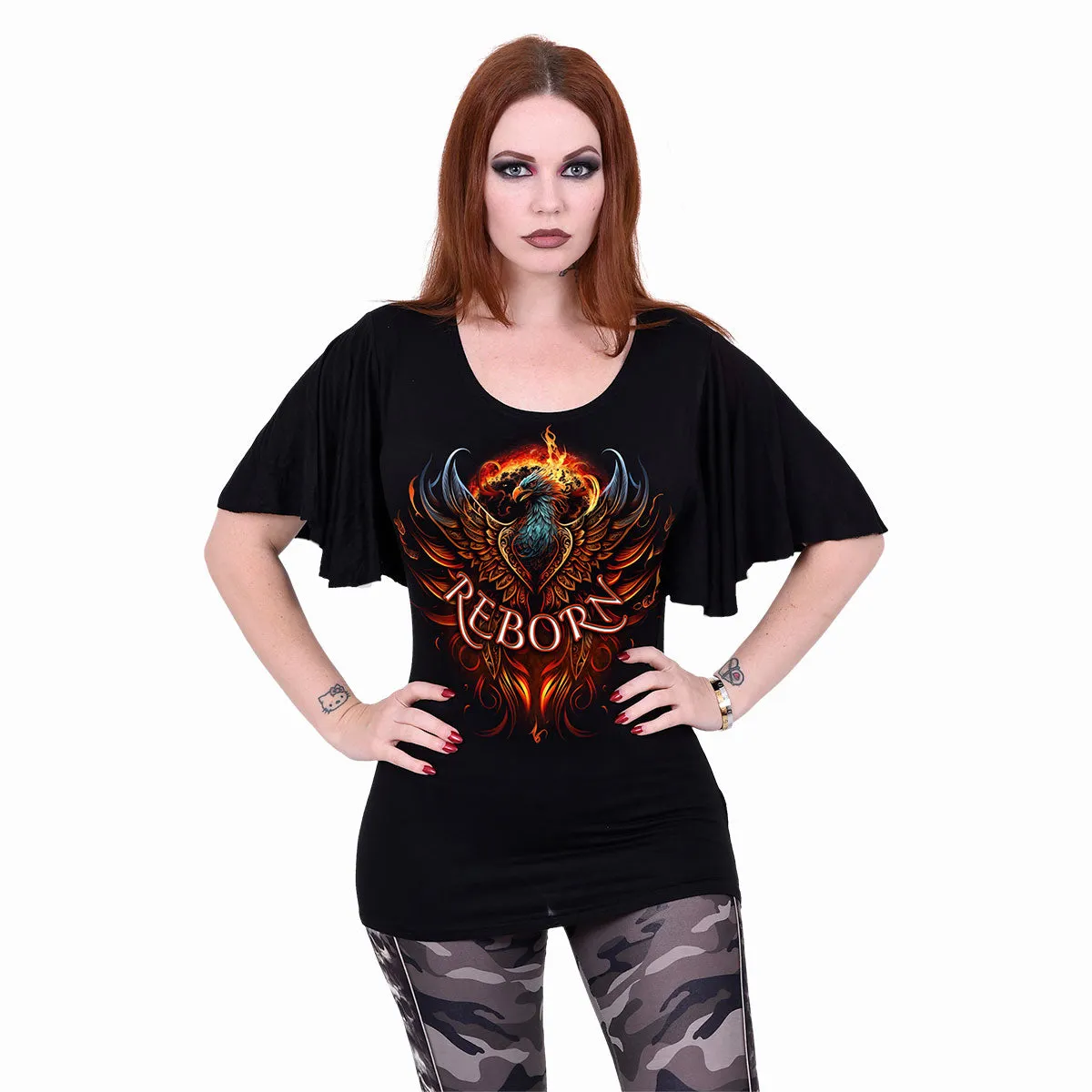 ASHES REBORN - Boat Neck Bat Sleeve Top Black sold by Spiral Direct product image thumbnail 2
