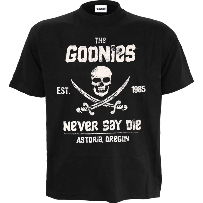 THE GOONIES - NEVER SAY DIE - Front Print T-Shirt Black sold by Spiral Direct