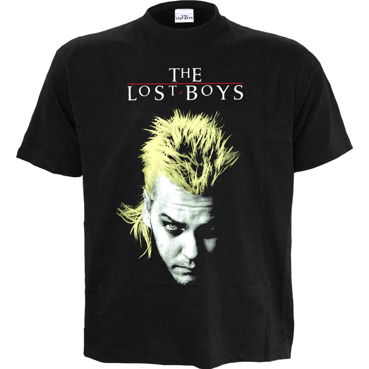 THE LOST BOYS - DAVID AND LOGO - Front Print T-Shirt Black sold by Spiral Direct