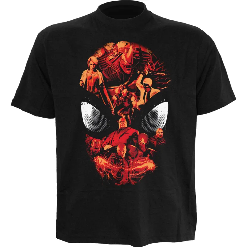 SPIDER-MAN VIDEO GAME - CHARACTER ROSTER - Front Print T-Shirt Black made by Spiral Direct
