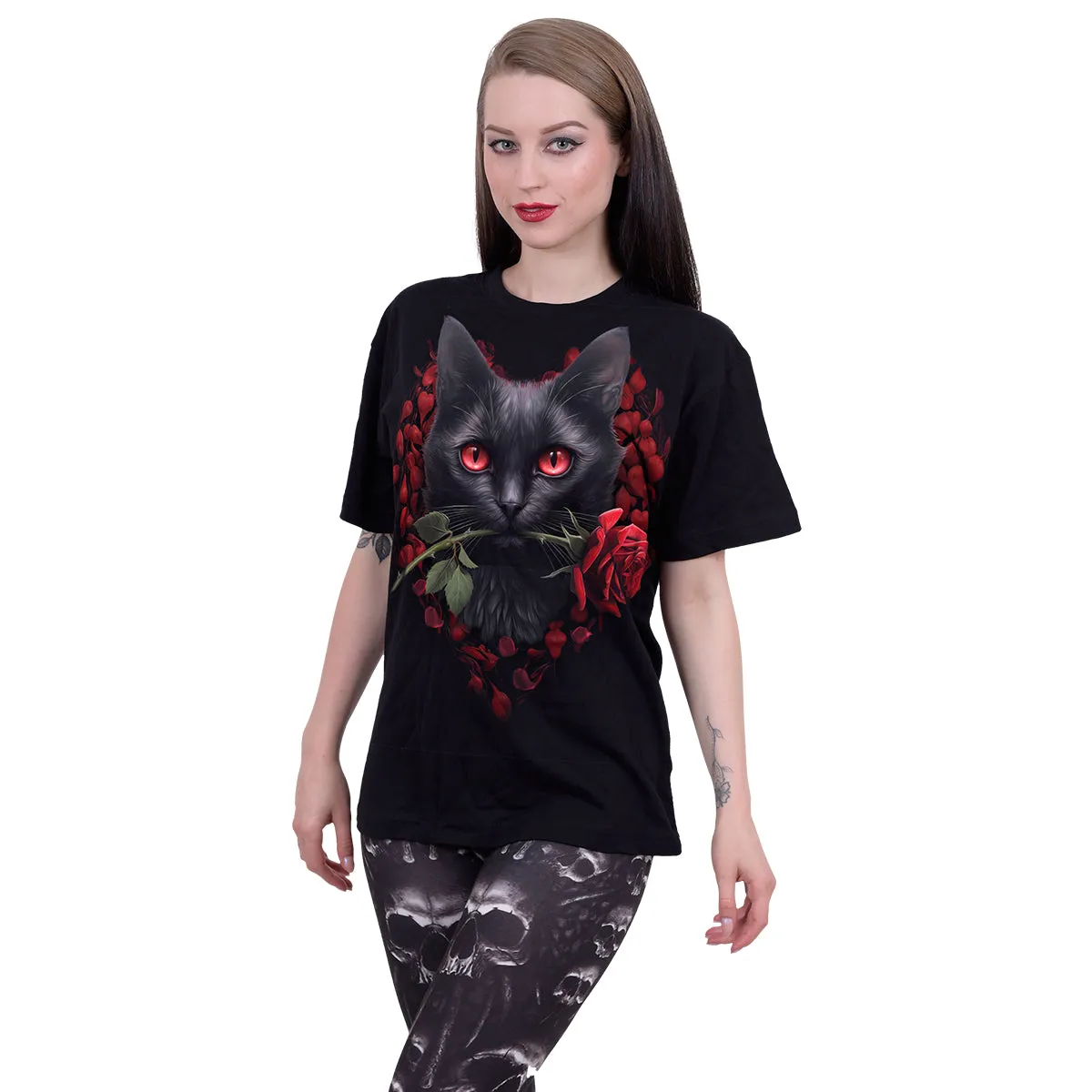 CAT'S LOVE - Front Print T-Shirt Black sold by Spiral Direct product image thumbnail 2