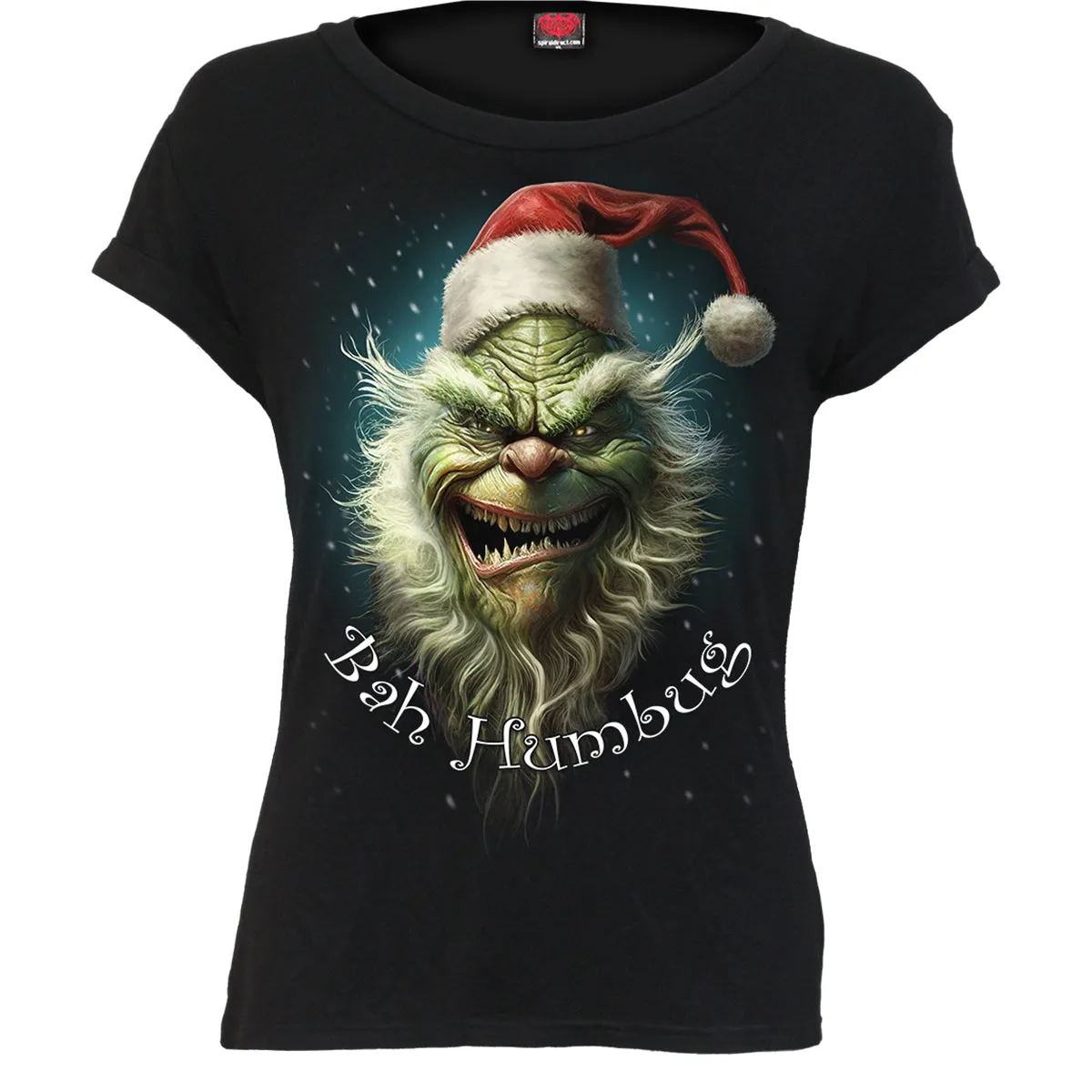 BAH HUMBUG - Boatneck Cap Sleeve Top Black sold by Spiral Direct