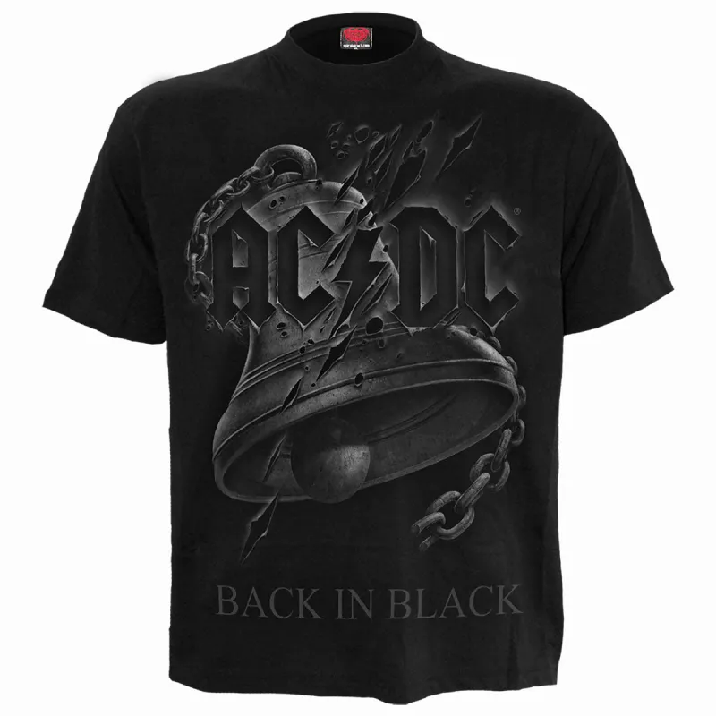 AC/DC - BACK IN BLACK TORN - Front Print T-Shirt Black sold by Spiral Direct