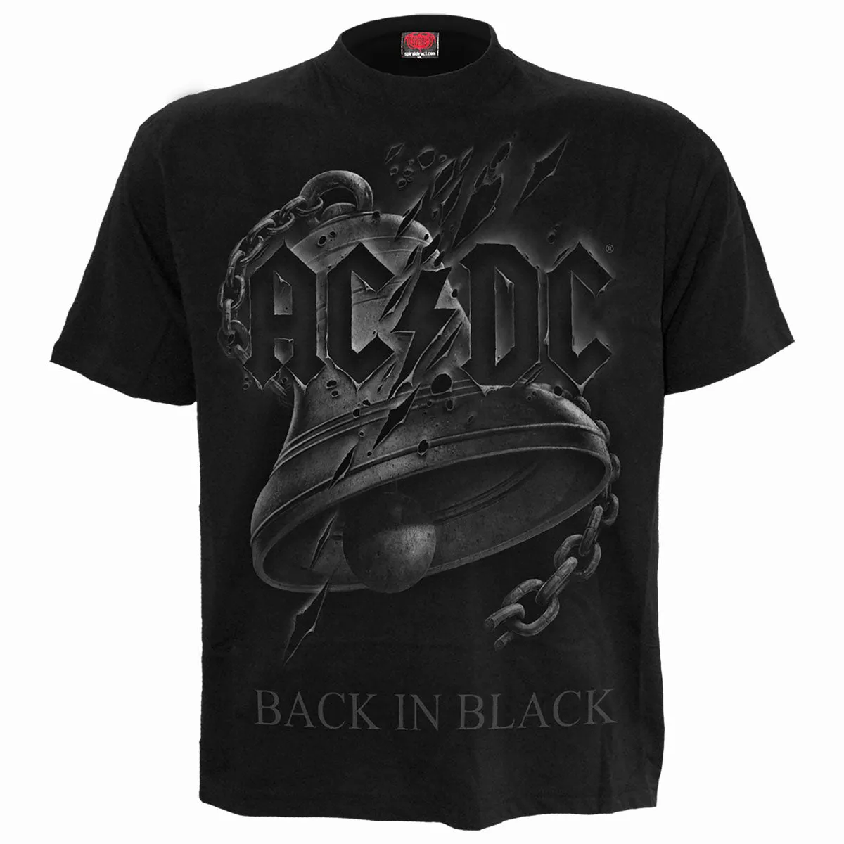 AC/DC - BACK IN BLACK TORN - Front Print T-Shirt Black sold by Spiral Direct