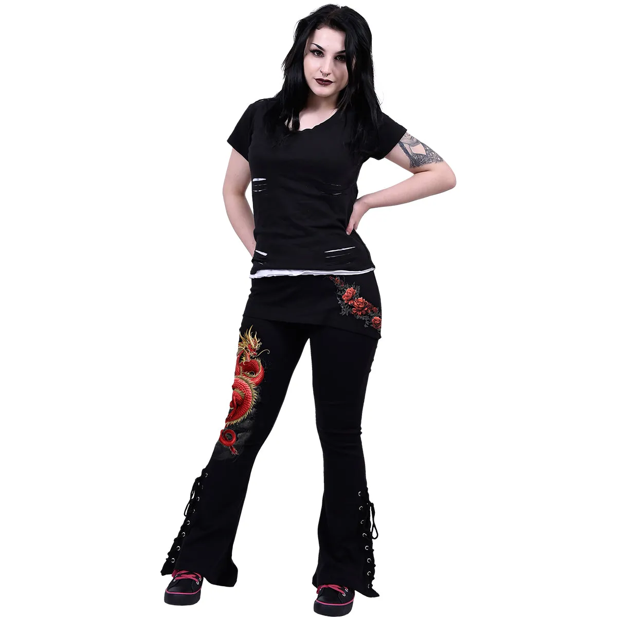 SHENLONG - 2in1 Boot-Cut Leggings with Micro Slant Skirt sold by Spiral Direct product image thumbnail 2