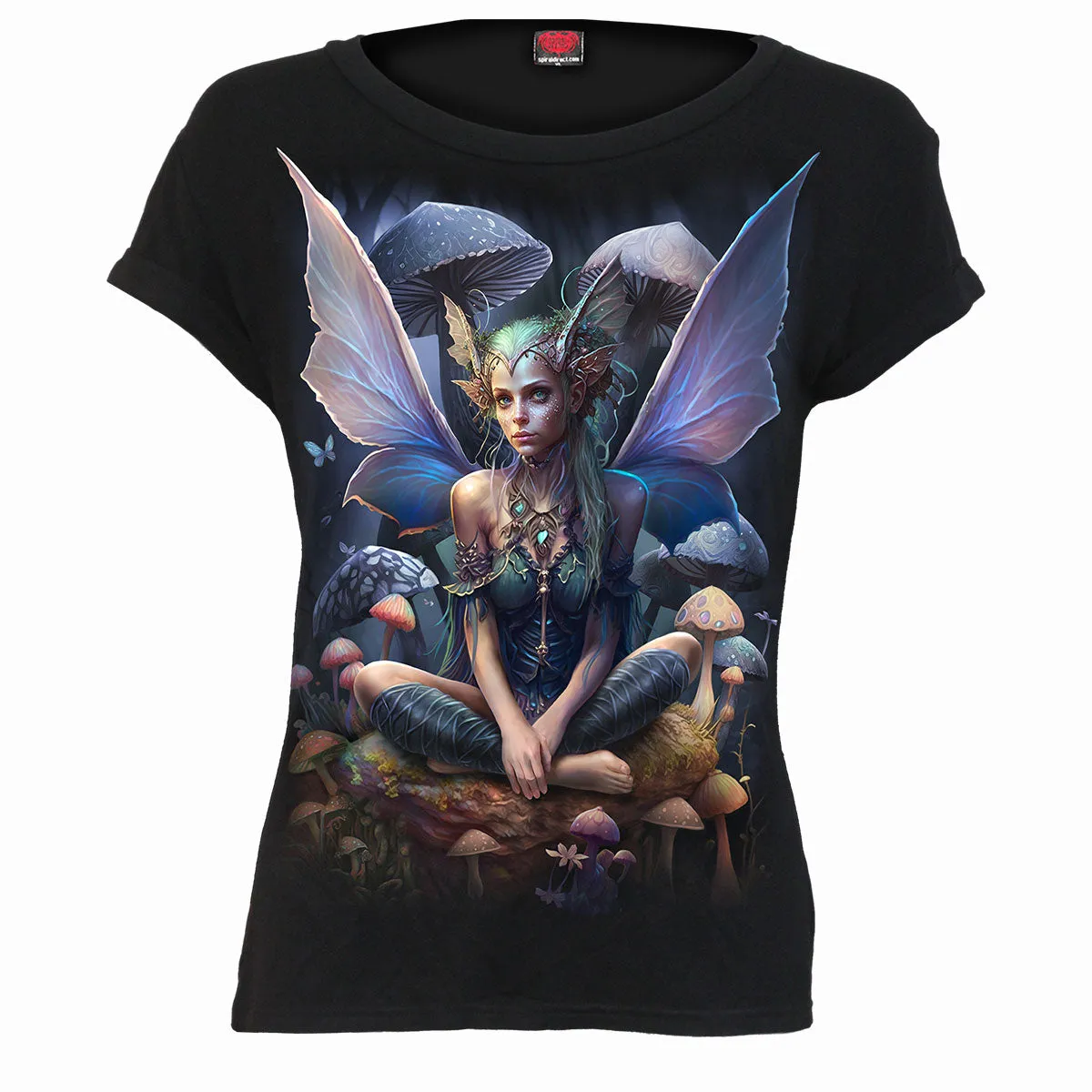 MAGICAL - Boatneck Cap Sleeve Top Black sold by Spiral Direct