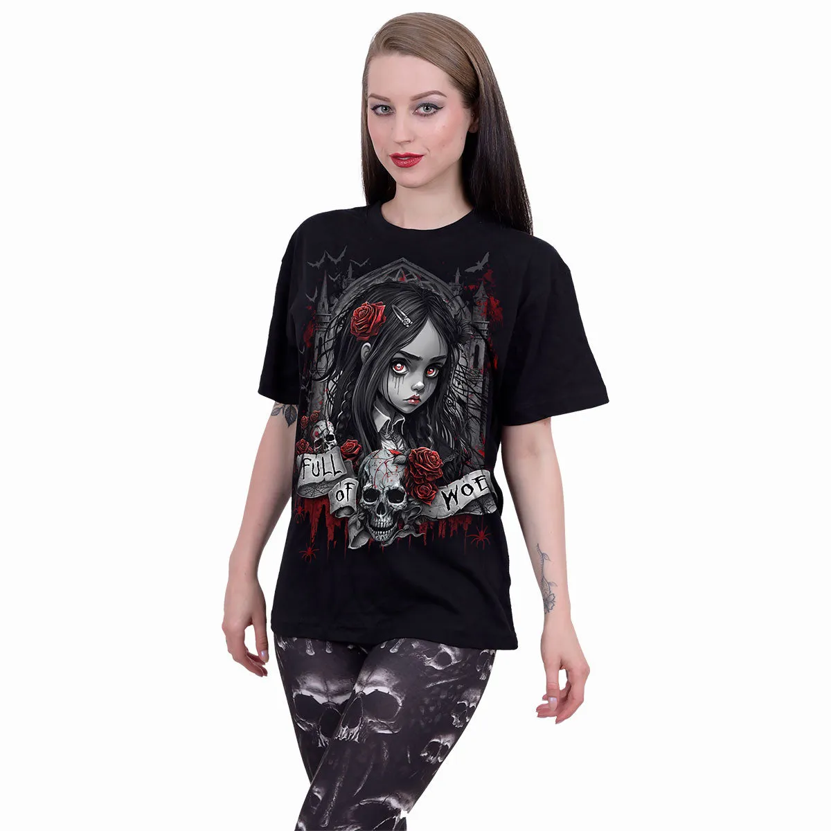 FULL OF WOE - Front Print T-Shirt Black sold by Spiral Direct product image thumbnail 2