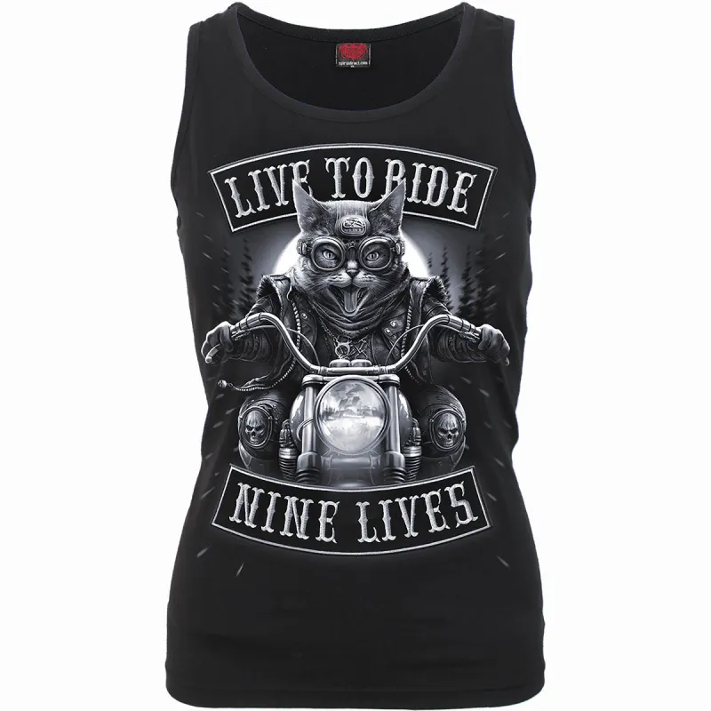 NINE LIVES - Razor Back Top Black sold by Spiral Direct