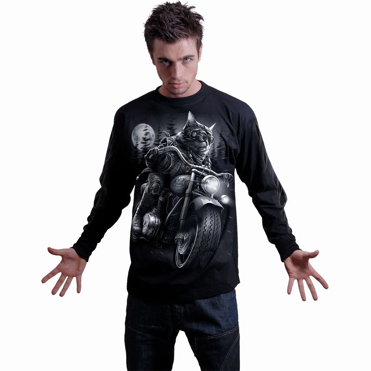 NINE LIVES - Longsleeve T-Shirt Black sold by Spiral Direct product image thumbnail 3