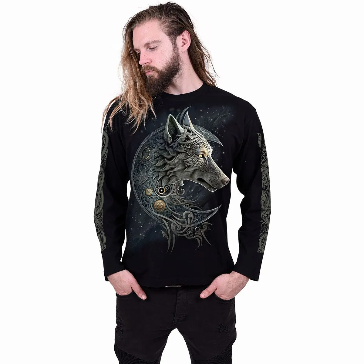 CELTIC WOLF - Longsleeve T-Shirt Black sold by Spiral Direct product image thumbnail 3
