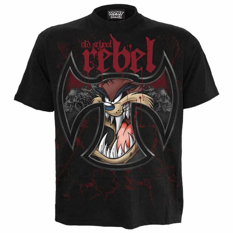 TAZ - OLD SCHOOL REBEL - Front Print T-Shirt Black sold by Spiral Direct