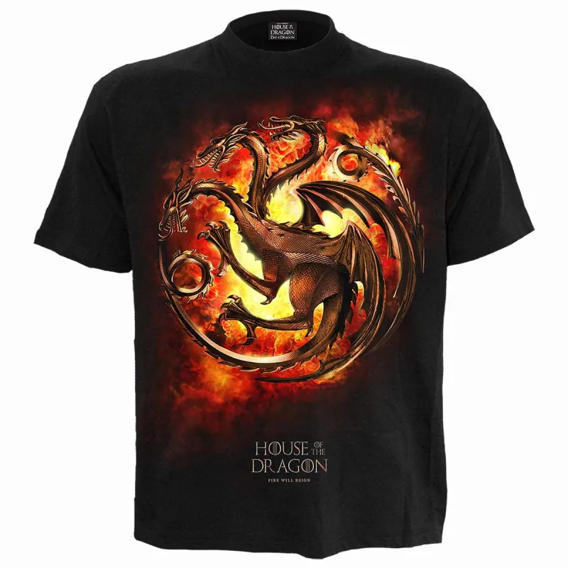 HOD - DRAGON FLAMES - Front Print T-Shirt Black sold by Spiral Direct