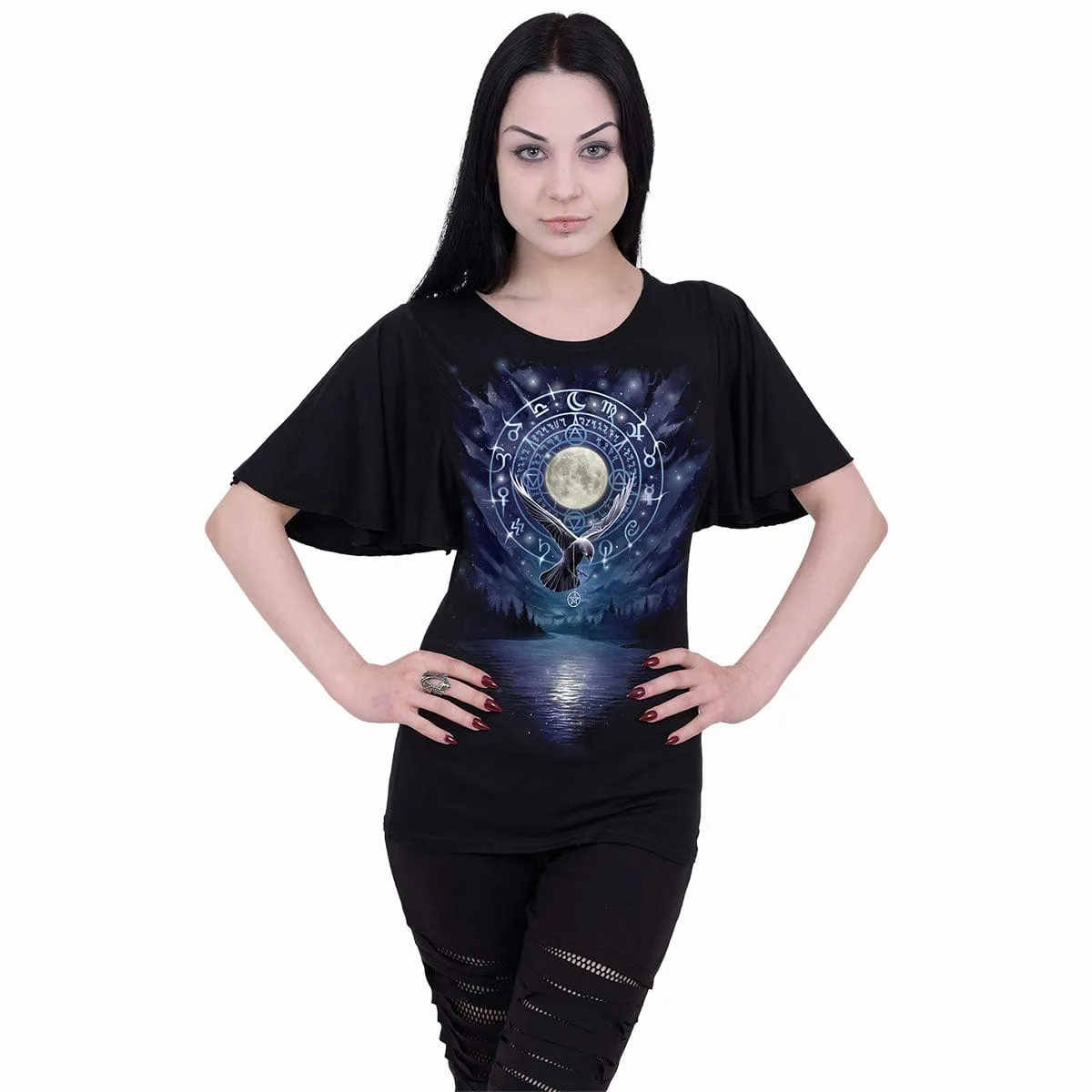WITCHCRAFT - Boat Neck Bat Sleeve Top Black sold by Spiral Direct product image thumbnail 2