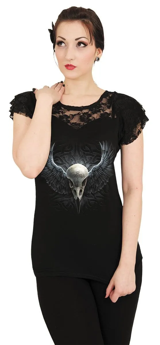 RAVEN CAGE - Lace Layered Cap Sleeve Top Black sold by Spiral Direct product image thumbnail 2