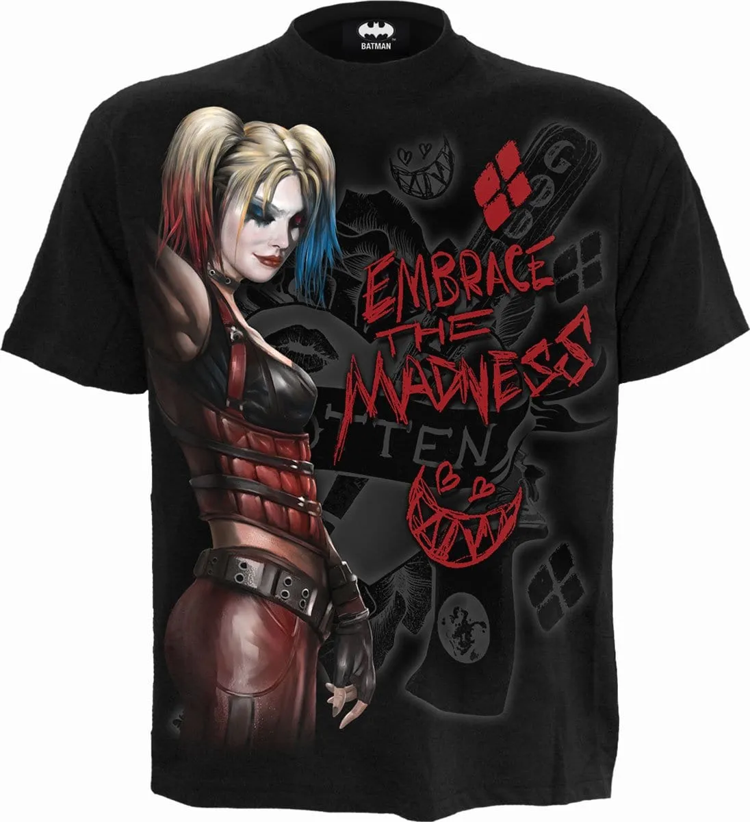 HARLEY QUINN - EMBRACE MADNESS - Front Print T-Shirt Black sold by Spiral Direct