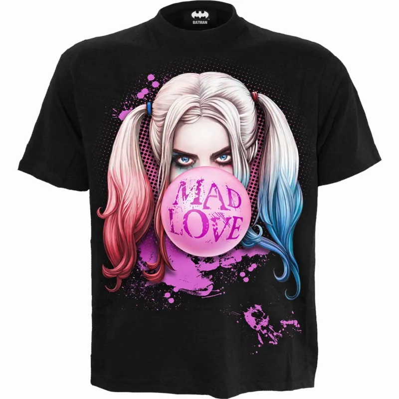 HARLEY QUINN - MAD LOVE - Front Print T-Shirt Black sold by Spiral Direct